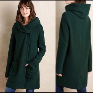 Anthropologie Moth Boiled Wool Sweater Coat Small